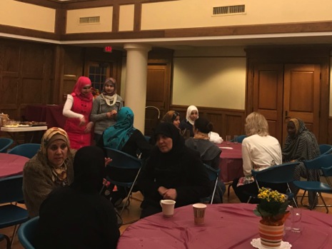 Thanksgiving dinner for refugees at St. John’s Episcopal Church, West Hartford. Photo courtesy of Rector Susan Pinkerton